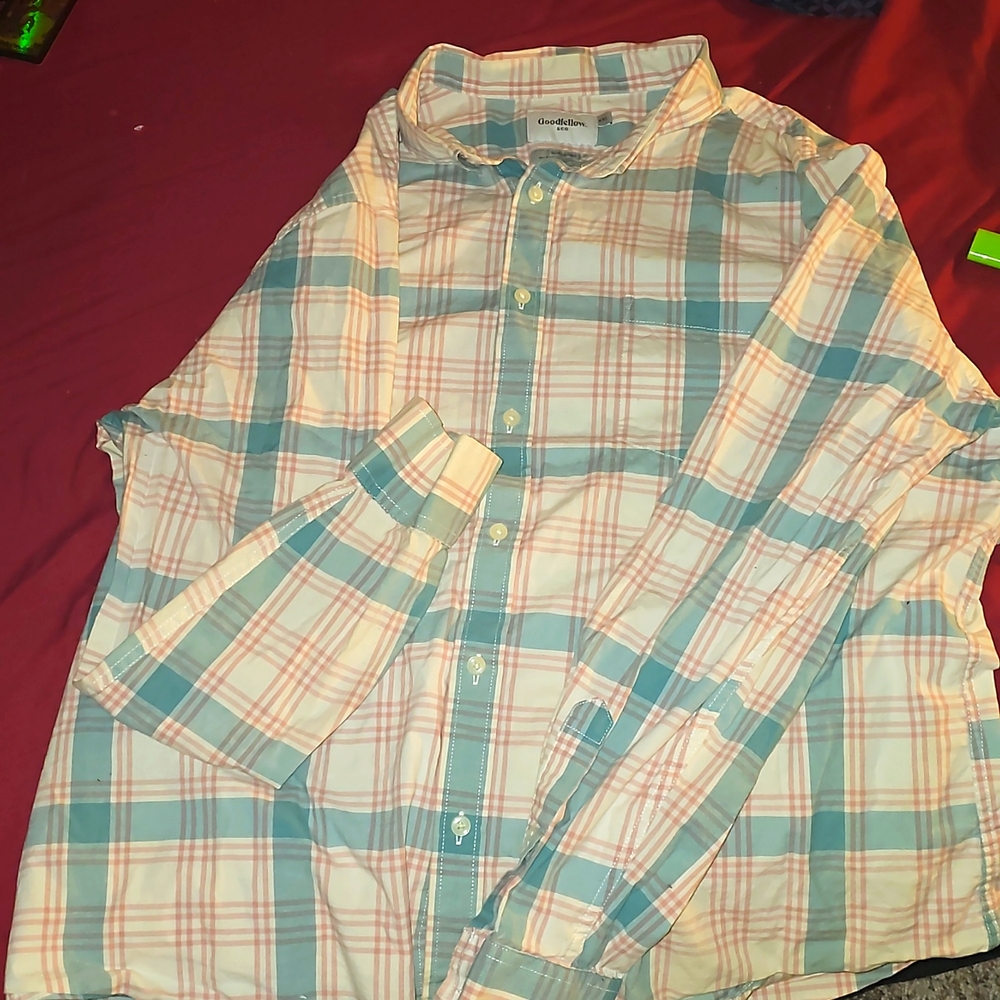 GOODFELLOW  & CO Collared Button-Up Plaid Dress Shirt